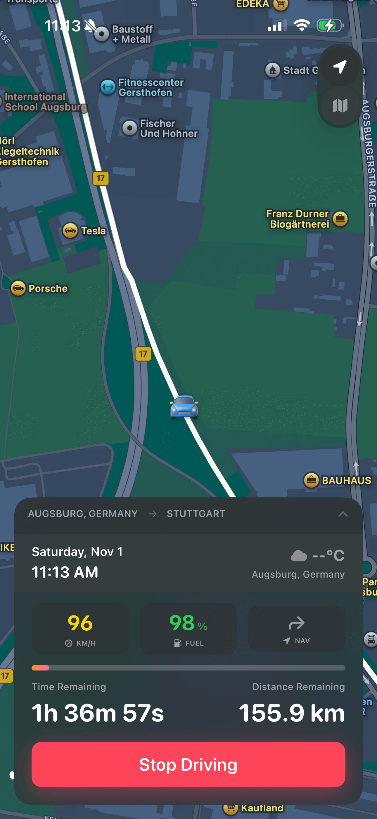 FocusDrive active journey screen showing real-time progress tracking during focus session